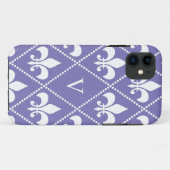鮮やかな紫色の(紋章の)フラ・ダ・リ(モノグラム付き) Case-Mate iPhoneケース (裏面(横))