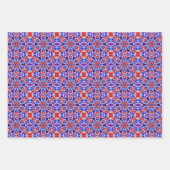 鮮やかな紫、青、赤、白のパターン ラッピングペーパーシート (正面3)