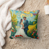 鮮やかな結婚式 ヴァン・ゴッホスタイル クッションカバー クッション (ブランケット)