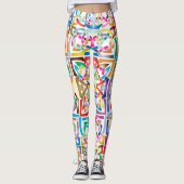 鮮やかな絡み合わせたケルト結び目模様のデザイン レギンス (正面)