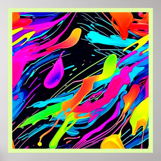 鮮やかな絵を描(ばちゃばちゃ)跳ねるデザイン ポスター (正面)