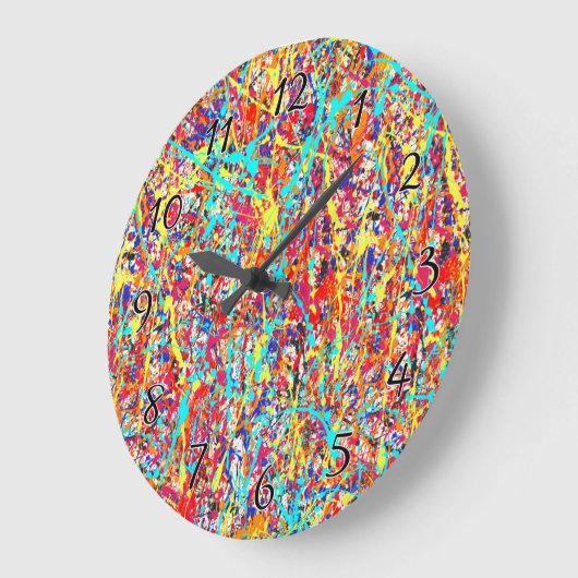 鮮やかな絵を描(ばちゃばちゃ)跳ねる抽象芸術 ラージ壁時計 (傾斜)