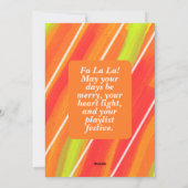 鮮やかな緑とオレンジのフェスティブ フェ ラ ラ シーズンカード (裏面)