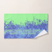 鮮やかな緑と青いサーフスタイルスプレーとドット バスタオルセット (ハンドタオル)