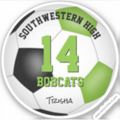 鮮やかな緑と黒のサッカーチームカラー女子男子 シール (正面)