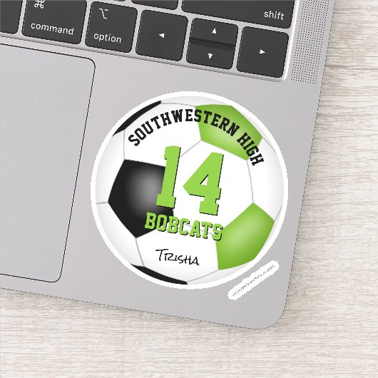 鮮やかな緑と黒のサッカーチームカラー女子男子 シール (詳細)