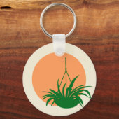 鮮やかな緑のオレンジ色のスパイダープラントキーチェーン キーホルダー (正面)