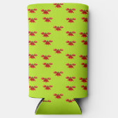 鮮やかな緑のクリスマスレッドリボン スリム缶クーラー (正面)