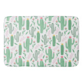 鮮やかな緑のサボテンの多肉性の花模様 バスマット (正面)