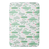 鮮やかな緑のサボテンの多肉性の花模様 バスマット (正面縦)