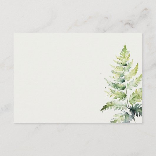 鮮やかな緑のシダの葉のウェディングディテール エンクロージャーカード (裏面)