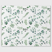 鮮やかな緑のユーカリの葉のさびれた風景 水彩画 ラッピングペーパー (フラット)