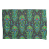 鮮やかな緑の孔雀は標準的な枕カバーに羽をつけます 枕カバー (正面)