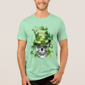 鮮やかな緑の帽子をかぶったドクロのイラスト トライブレンドＴシャツ (正面)