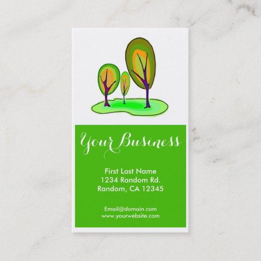 鮮やかな緑の木のカスタマイズ可能な名刺 名刺 (正面)