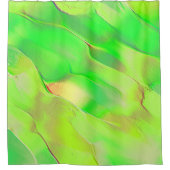 鮮やかな緑の老朽化した彫刻が少ない シャワーカーテン (正面)