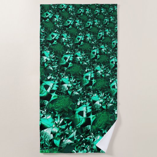 鮮やかな緑の色調で、エンボスに似ている ビーチタオル (正面)