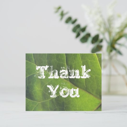 鮮やかな緑の葉の自然への感謝を伝えるポストカード ポストカード (スタンド正面)