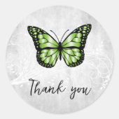 鮮やかな緑の蝶ありがとう ラウンドシール (正面)