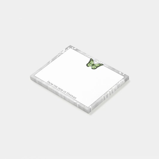 鮮やかな緑の蝶のノート ポストイット (アングル)