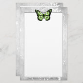 鮮やかな緑の蝶の文房具 便箋 (正面/裏面)
