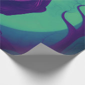 鮮やかな緑の青い背景に渡る烏のスケッチ ラッピングペーパー (角)