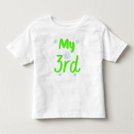 鮮やかな緑の3歳の誕生日 トドラーTシャツ