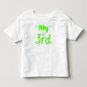 鮮やかな緑の3歳の誕生日 トドラーTシャツ