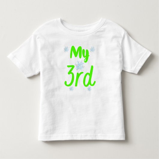 鮮やかな緑色の3歳の誕生日 トドラーTシャツ (正面)