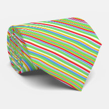 鮮やかな緑青赤黄色のストライプネクタイ