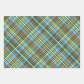 鮮やかな緑、黄色、焦げたオレンジと青の格子縞 ラッピングペーパーシート (正面)