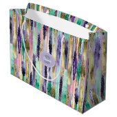 鮮やかな縦の筆致パターン (1) ラージペーパーバッグ (裏面アングル)