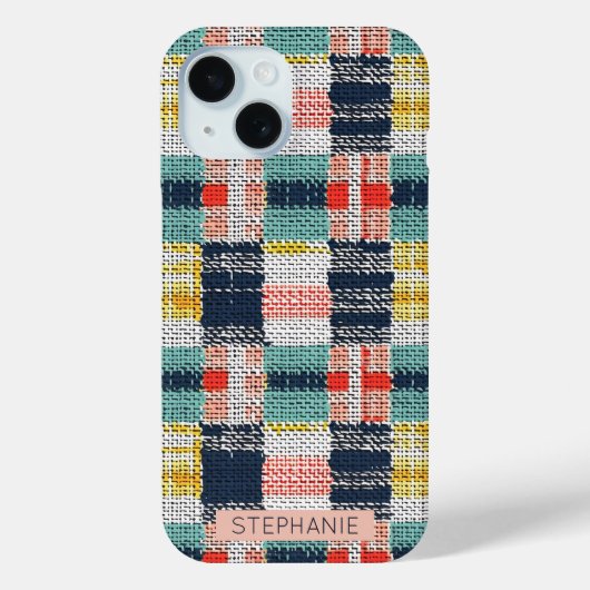 鮮やかな織りチェック柄 - レトロボホチェック柄 Case-Mate iPhoneケース (裏面)