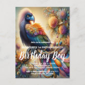 鮮やかな羽毛のコンサルが木の枝に腰かけている ポストカード (正面)