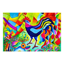 「鮮やかな羽毛」超現実的なカラフルオカケ フォトプリント           