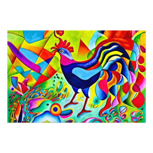 「鮮やかな羽毛」超現実的なカラフルオカケ フォトプリント            (正面)