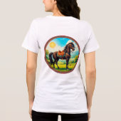 鮮やかな背景の馬 トライブレンドTシャツ (裏面)
