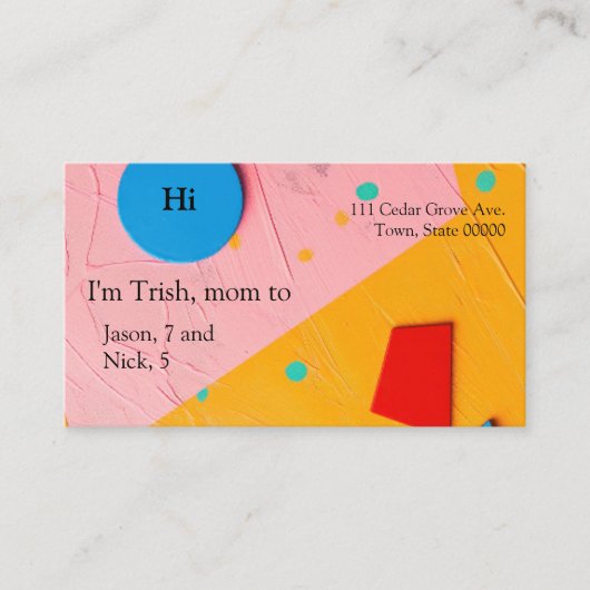 鮮やかな色で多様な形状 名刺 (正面)