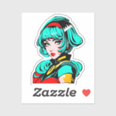 鮮やかな色とレトロ漫画 – アーポップ・アートのトマンガガール シール (シート)