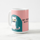 鮮やかな色と晴れやかな表情が魅力の猫 コーヒーマグカップ (正面左)