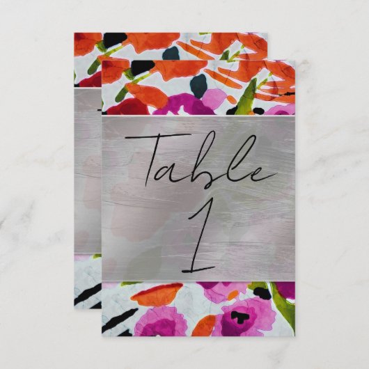 鮮やかな色のインク水彩花 招待状 (正面/裏面)