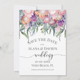 鮮やかな色のエキゾチックなプロテアの花が日付を保存 案内状