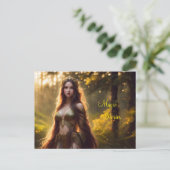 鮮やかな色のクラウン妖精プリンセス自然ドライアドの芸術 ポストカード (スタンド正面)