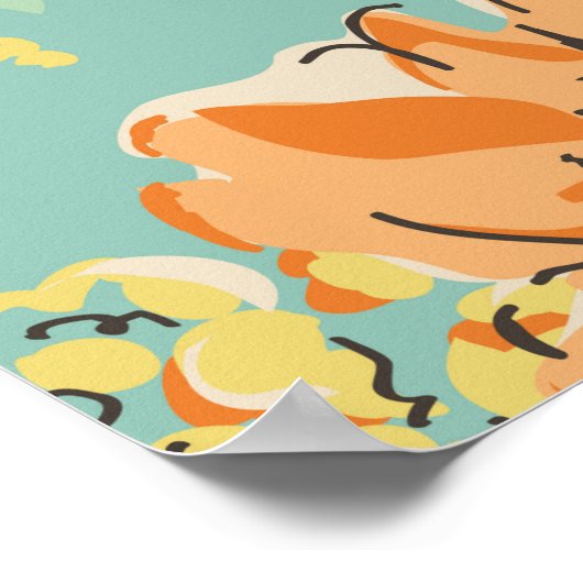 鮮やかな色のスケッチ花デザイン – シームレス ポスター (角)