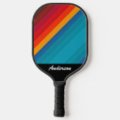 鮮やかな色のストライプ色は名前でパーソナライズ ピックルボールラケット (裏面)