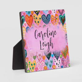 鮮やかな色のハートのオーダーメイドのベビー・ルーム フォトプラーク