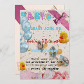 鮮やかな色のベビーシャワー招待状 案内状 (正面/裏面)