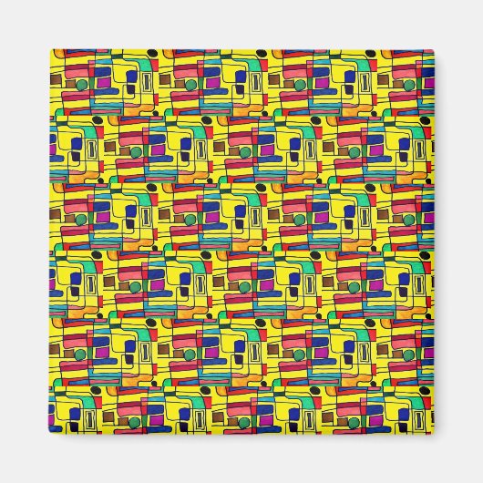 鮮やかな色のモダン抽象デザイン マグネット (正面)