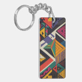 鮮やかな色の三角形のデザインとパターン キーホルダー (正面左)
