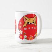 鮮やかな色の可愛いキャラクター猫 コーヒーマグカップ (正面右)